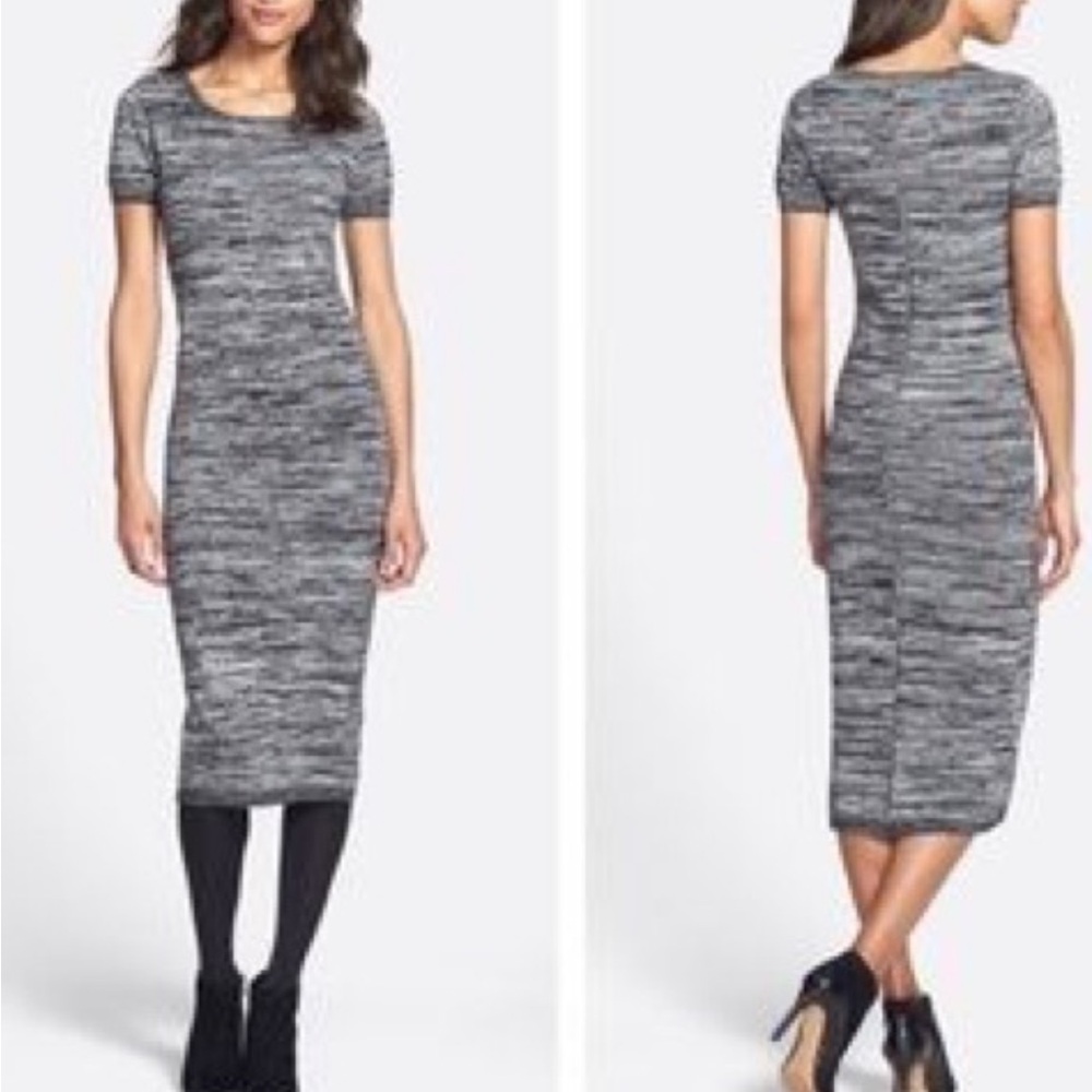 French Connection Black and Gray Midi Dress